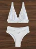 2024 White Bikini Printed Swimsuit Women Sexy High Waist Swimwear Female Bathers Bathing Swimming Swim Suit