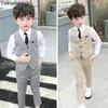 Boy Plaid Vest Blazer детская жилета свадебная одежда набор