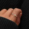 Mode bruiloft verlovingsringen voor vrouwen cz zirkon cross love hart open size ring voor mannen gouden ring