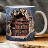 Kupalar 3D kitaplık kupa seramik su bardağı kahve çayı bir kütüphane raf kitap severler doğum günü Noel hediyesi