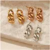 Boucles d'oreilles en lustre en peluche Fashion Punk en acier inoxydable Chaîne cubaine pour femmes bijoux d'or livraison de gouttes cadeaux DHRM9