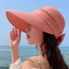 Szerokie czapki Brim Hats Hats Women Summer Recible Hat Top z zamkiem pusta górna czapka krążąca odporna na słoneczne UV Słoneczne kapelusz SŁUKONALNY duży czapka stożkowa Q240403