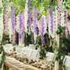 Fleurs décoratives 12 pcs 110 cm Wisteria fleur artificielle suspendue Garland Vine R Silk Ivy Rattan pour la maison Mur Garden décor fausses plantes