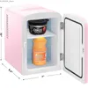 Freezer mini draagbare roze persoonlijke koelkastkoeler of warmte biedt compacte opslag voor snacks voor huidverzorgingsproducten of 6 12oz blikken in 4L Y240407