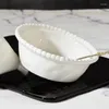 Bols style européen sous le glaçage en porcelaine en porcelaine blanche en céramique bol bol nagas perlé ragoût de couleur solide tasse