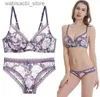 Set sexy wenli da ragazza sensazione di fiori di alta qualità sexy donne di alta qualità 75-95 bcde tazza reggiseno set di pizzo push up mutande bianche