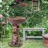 Garden Decorations Resin Feeder Birdbath Feeding Station Bird Bath Bowl Raccoon Statue