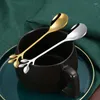 Scolle di caffè 5-20 % cucchiaio d'oro Set di posate set cocktail dessert per torta in acciaio inossidabile mescolare bevande tè mescolando gli stimoni da cucchiaino da cucchiaino