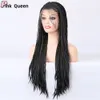 And European American Fashion Chemical Fiber 13*4 Front Lace Wig Three Dreadlocks Black 26 Inch Long Vacation Hair