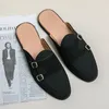 Chaussures décontractées Été hommes respirants enveloppés à moitié pantoufles jeunes mots noirs / blancs / vert paresseux confortable anti-glissement