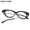 Zonnebrillen frames Oulylan mode anti blauw lichte bril vrouwen sexy katten oogglazen frame vintage colorblock decoratieve nep bril