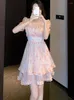 Partykleider elegante rosa Blumensequis Casual Beach Kleider für Frauen Sommer Fashion Chic Ruffled Prom 2024 Korean Bodycon