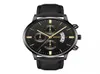 Montres de sangle en cuir avec la mode calendaire Big complexe montres pour hommes avec un boîtier noir en argent en argent8257873