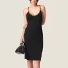 2024 Autumn New Women's High Quality V-neck Heavy Industry Diamond Inlaid Black Women's Silk and Fur Open Back Suspended Dress