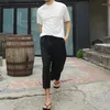 Calças masculinas M-4xl Spring Trendy e Summer Casual Salia de perna larga Moda Moda Plata