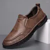 Casual Shoes Men's Business Leather Handmade Sewing 2024 Comfortable Loafers For Men Moccasin Drop