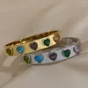Bangle Luxus Zirkon Edelstahlarmband für Frauen lieben Herz Armreifen Manschette Armband Schmuck Valentinstag Geschenke