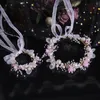 Headwear Brand Flower Girls Headband With Ribbon Children Head Band Wreath Wedding Party Kids Girl Garlands Floral Crown 240328