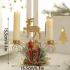 Kandelaars Kerstmis Smeedijzeren kandelaar Santa Claus Star Elk Tree Holder Xmas Jaar Tafel ornament