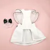 Vêtements pour chiens rose blanc couleur dentelle de conception robe de mariée pour animaux de compagnie pour les petits chiens vêtements de style princesse de style princesse avec décoration arc