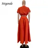 Work Dresses Stigende Loose Fit 2 Piece Skirt Sets Outfits Women Casual Clothes Elastic Waist Crop Top And Long