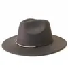 Chapeaux à bord large chapeaux Bucket avec une grande casquette Gentleman Gentleman Elegant Lady Winter Automne Caps Jazz Femmes Men de laine HAPES VINTAGE Gangster Trilby Felt Fedora Hat 240407