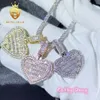 Designer Hip Hop Fashion Jewelry Baguette Full Cubic Zirconia Diamond Charm Pendant Iced Out Heart Shape Pendant Necklace