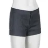 Lage taille strak gestreepte pak shorts damesstijl 2024 Nieuwe minimalistische basis geweven rechte been hot pants