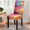 Couvre-chaise Couvre à manger à imprimé 3D Elastic Strech Paindre multicolore siège de couverture pour tabouret de cuisine décor