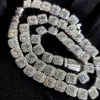 Nuoya 7mm Custom 925 Sterling Silver Tennis Chain Luxury VVS Moissanite Diamond Cluster Necklace