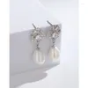 Boucles d'oreilles étalon lefei mode tendance classique luxe de luxe zircon étamine riz fleur de fleur de fleur oreille pour femmes argent 925 bijoux de charme de fête sweet