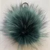 سلسلة المفاتيح مع Big Poms 15cm Fluffy Real Raccoon Fur Ball 13cm Fox POM POM POM POM HAYSER CAR CAR