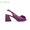 2024 Arrival Shoes Matching Bag Set in Purple Special Heels Sandals Decorated with Crystal For Ladies Wedding Party 240409