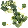 Fleurs décoratives 2 pcs Garland Candlestick Petites bagues de couronne de couronne de mariage décoration artificielle feuille eucalyptus couronnes