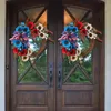 Decorative Flowers Independence Day Wreath National Door Hanging Rattan Battery Operated Christmas Lights For A