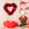 Decorative Flowers Heart Shaped Valentine Wreath With Light Front Door Decoration For Wedding Anniversary Decor Lightweight Sturdy Stylish