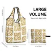 Storage Bags Custom Luxury Golden Horses European Floral Shopping Bag Women Portable Large Capacity Groceries Tote Shopper