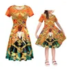 Robe de fête Noisydesignes maman et fille robe dorée baroque de luxe fleur mère moi familiale correspondant aux tenues du cadeau de la fête des mères