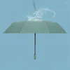 Umbrellas XD-Color Handle Automatic Three-Fold Umbrella Windproof And Uv-Proof Folding Solid Olive Green