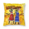 枕アブストラクトアフリカのライフアートカバーソファ装飾エキゾチックなアフリカ女性スクエアケース45x45