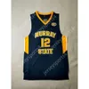 Spedizione GDSIR da US Murray State Racers College JA Morant 12 Navy Blue Basketball Jersey Maglie maschile Maglie di dimensioni S-XXL di alta qualità