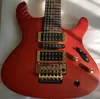 Super mince Herman Li Egen18 Flame Maple Top Dragon Blood Guitare électrique Floyd Rose Tremolo Bridge Avalone Ovale Incru