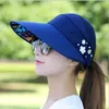 Sommarhattar för kvinnor fällbar solhatt Pärlblomma Visor Solcreen Floppy Cap Kvinnlig utomhus Casual Baseball Woman 240403