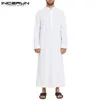 Vêtements ethniques Incerun Menus musulmans jubba thobe solide 2024 manches longues minces Kaftan Stand Collar Islamic Fashion Arabe Caftan S-5XL