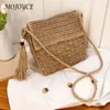 Totes Beach Vacation Sacs With Tassels Summer Paille Crossbody Purse à main le volet de mode décontracté à la main Pocket Hollow-out pour les vacances en bord de mer