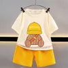 Enfants Summer Souts Girl Boy Short Short à manches Suit Child Clothing Fashion Tee Soild Color Pant Tenues Costume pour enfants