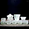 Teaware sätter Tea Set Chinese Jade Porcelain Brewing Tools for Study