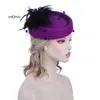 Bérets Red Purple Wool en feutre de chapeau pour le mariage d'hiver