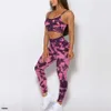 Women's Tracksuits Seamless Tie Dye Printing Yoga Bra Sports Pants Suit Gym High Waist Push Hip Sports Shorts Running Fitness Leggings Set Women J240103