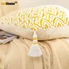 Pillow Pink Yellow Navy Handmade Geometric Embroidery Cover Tassels Home Decor Sofa PillowCase Sham 45x45cm